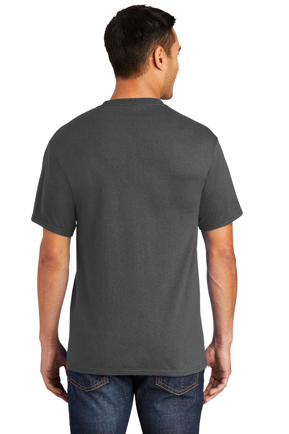 Port & Company Mens Core Short Sleeve Crewneck T-Shirt w/ Pocket - Charcoal Grey