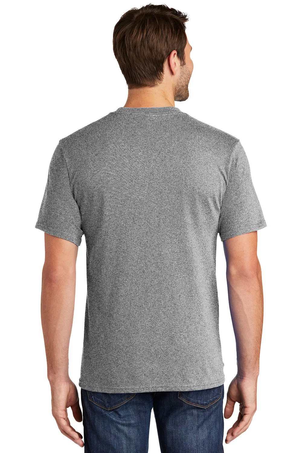 Port & Company Mens Core Short Sleeve Crewneck T-Shirt w/ Pocket - Heather Grey
