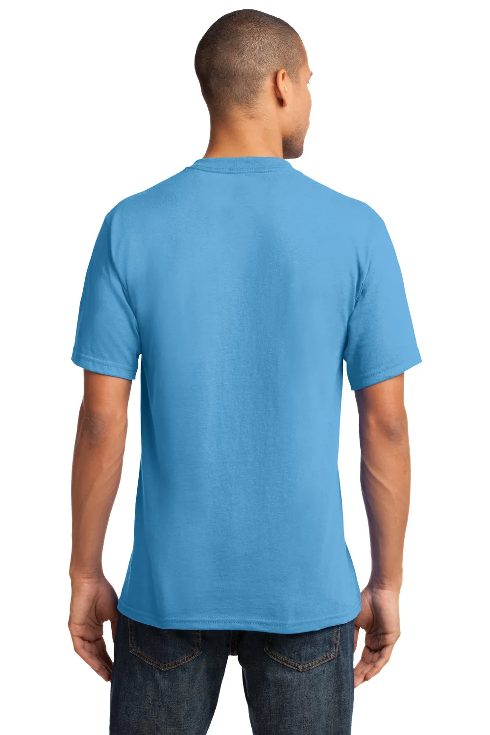 Port & Company Mens Core Short Sleeve V-Neck T-Shirt - Aquatic Blue