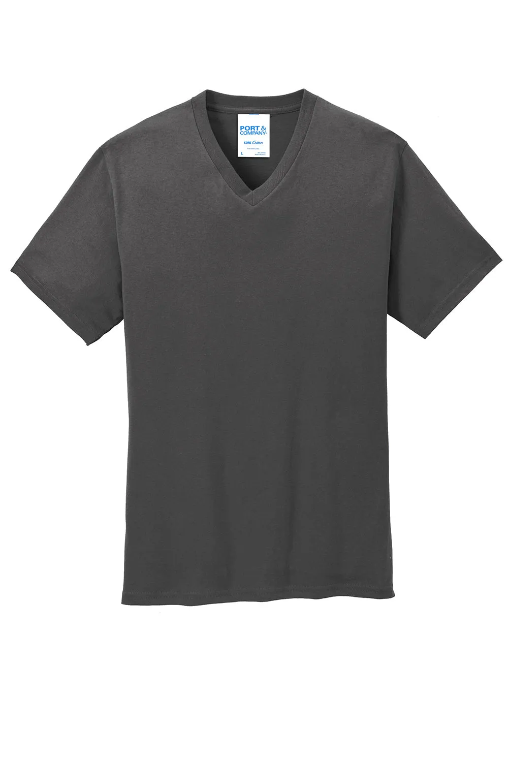 Port & Company Mens Core Short Sleeve V-Neck T-Shirt - Charcoal Grey