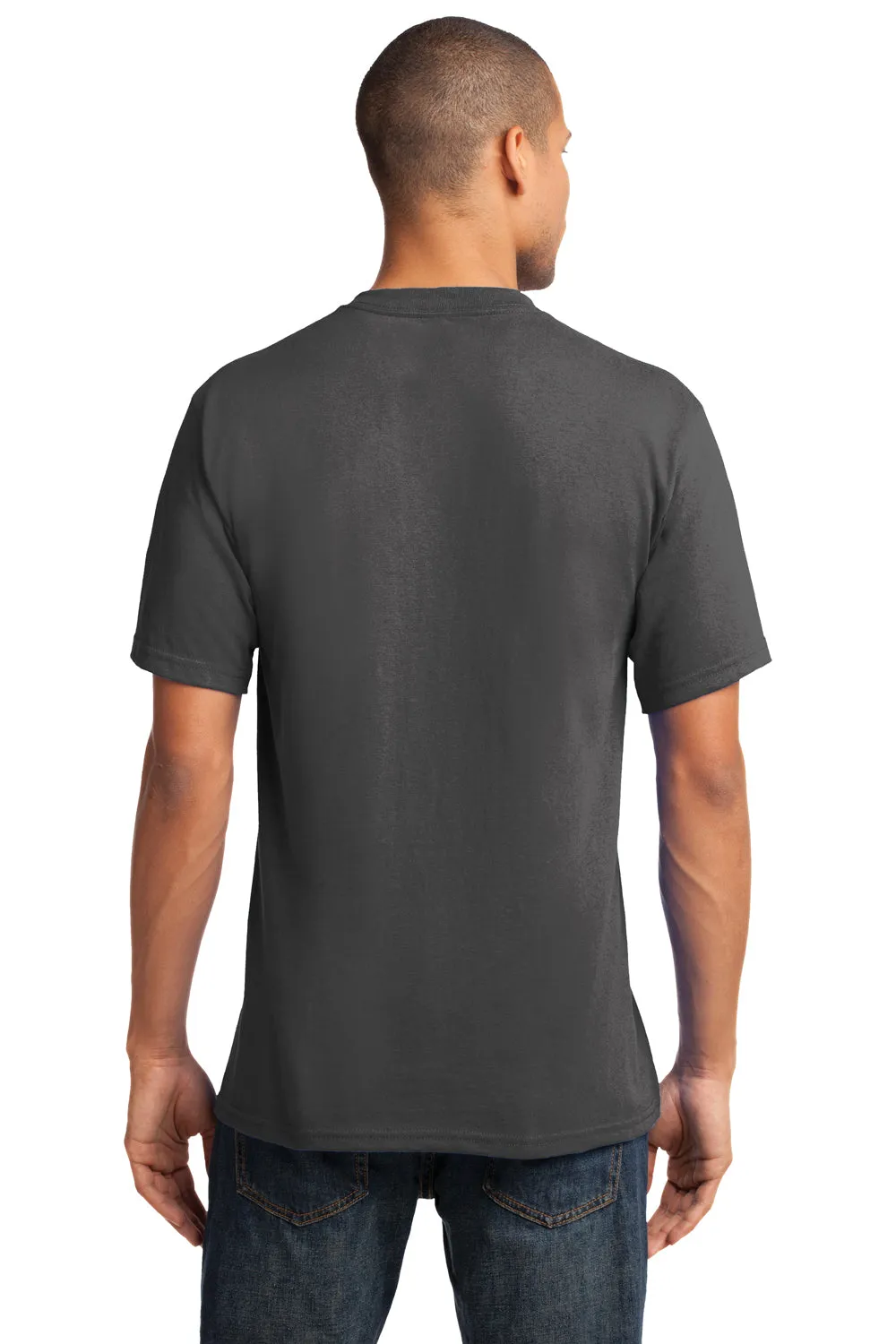 Port & Company Mens Core Short Sleeve V-Neck T-Shirt - Charcoal Grey