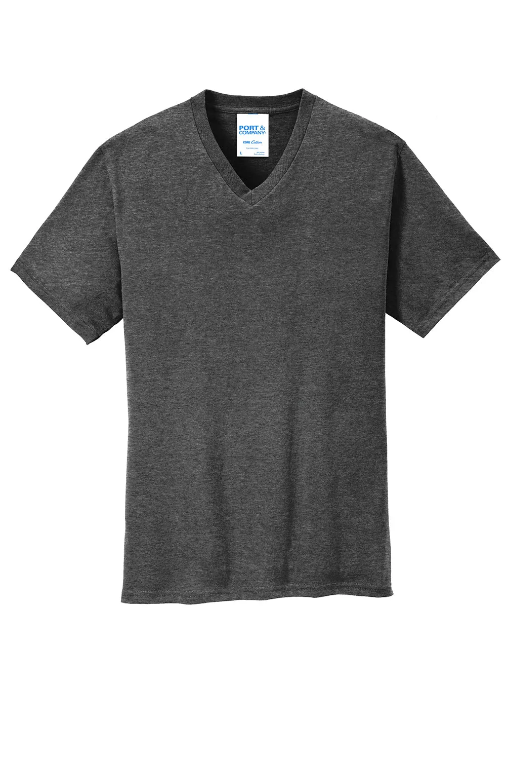 Port & Company Mens Core Short Sleeve V-Neck T-Shirt - Heather Dark Grey