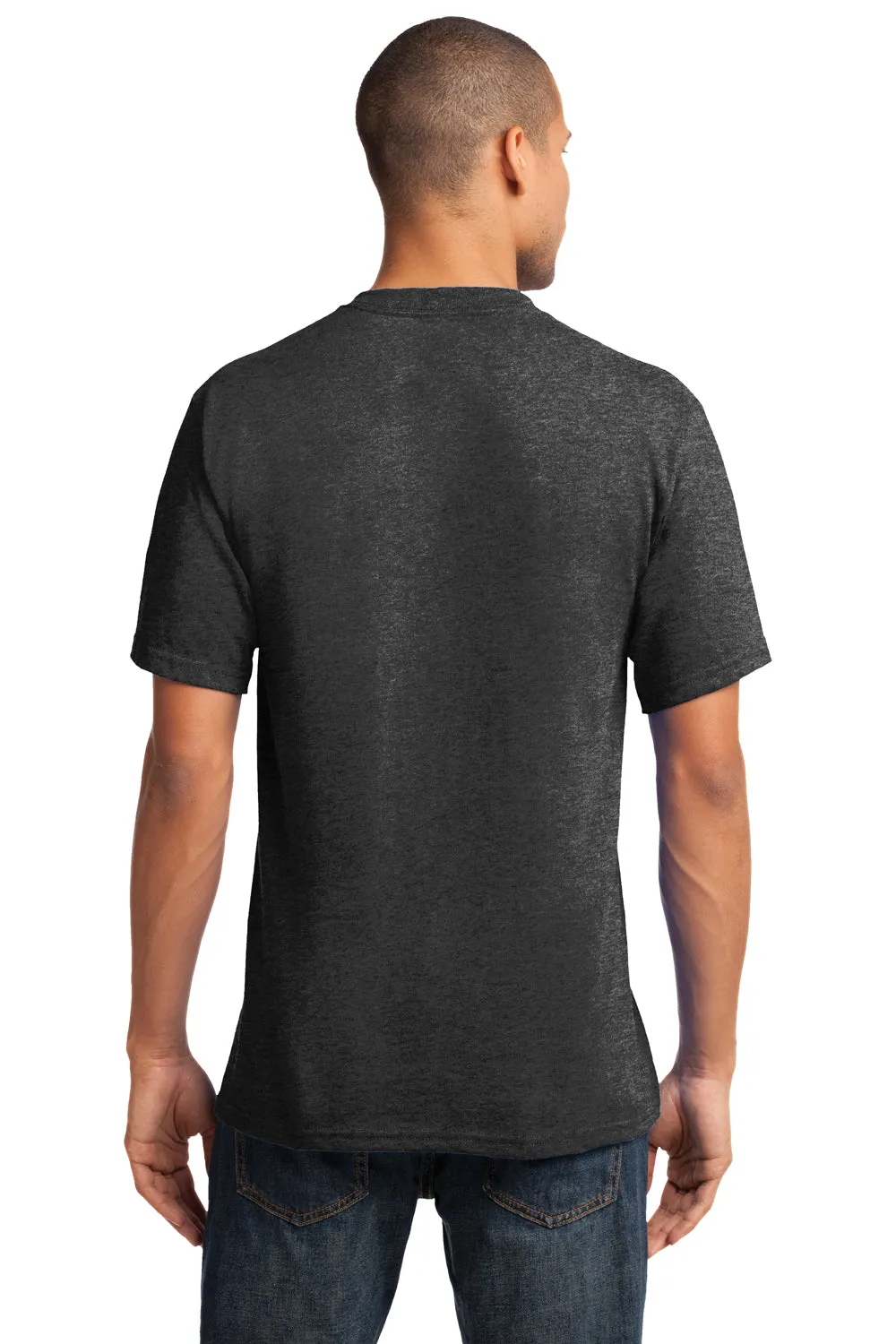 Port & Company Mens Core Short Sleeve V-Neck T-Shirt - Heather Dark Grey