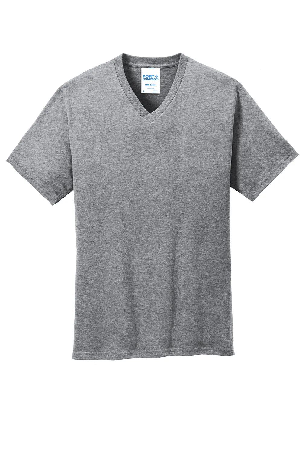 Port & Company Mens Core Short Sleeve V-Neck T-Shirt - Heather Grey