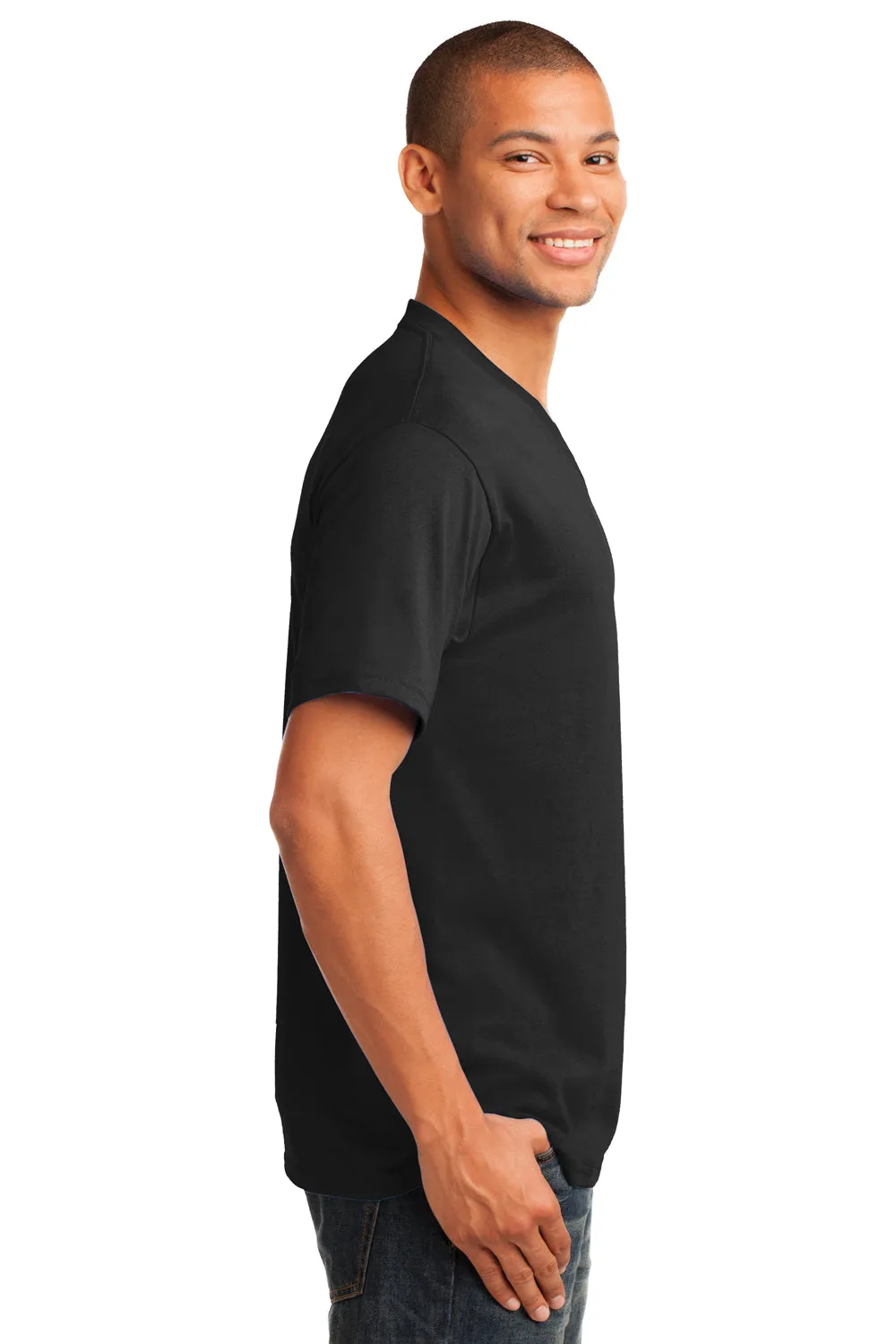 Port & Company Mens Core Short Sleeve V-Neck T-Shirt - Jet Black