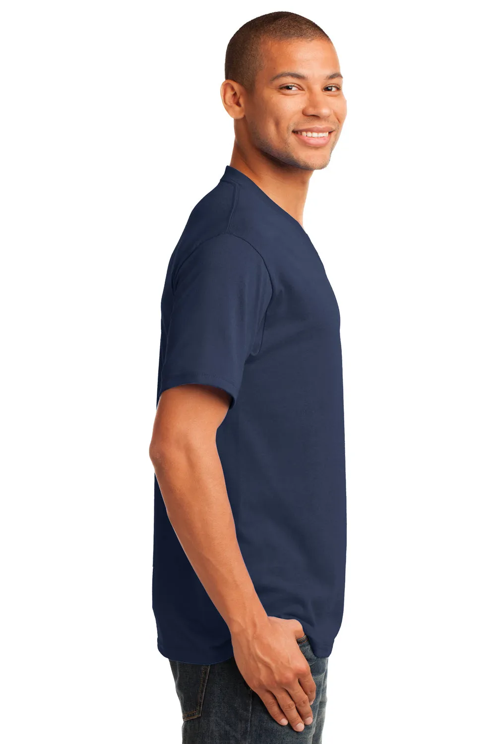 Port & Company Mens Core Short Sleeve V-Neck T-Shirt - Navy Blue