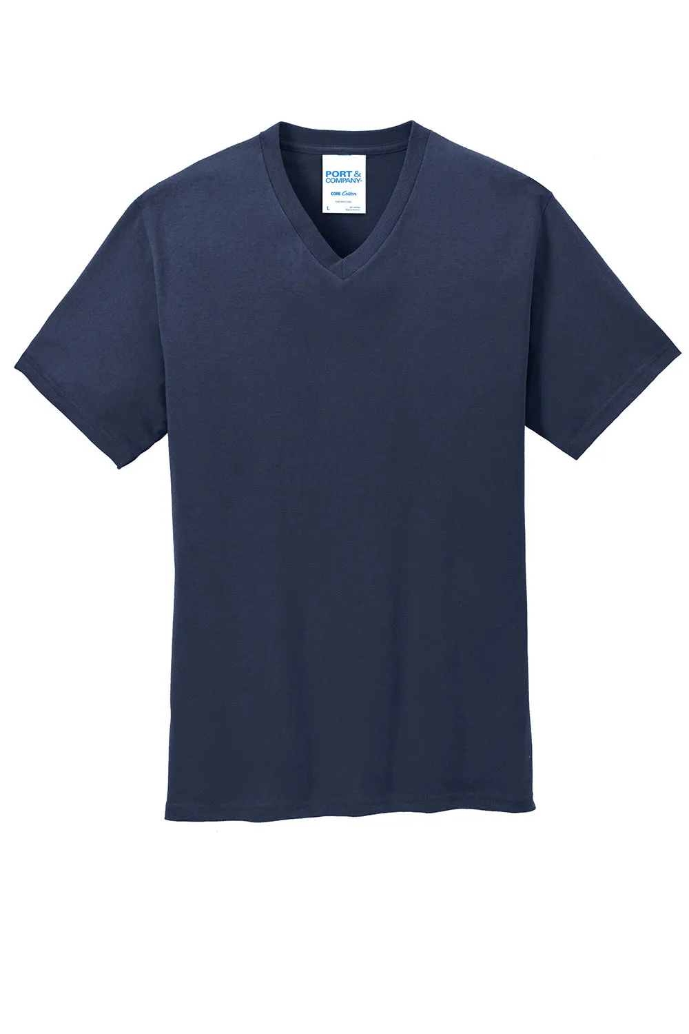 Port & Company Mens Core Short Sleeve V-Neck T-Shirt - Navy Blue