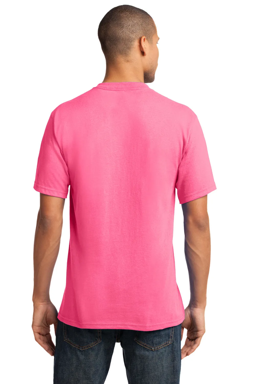 Port & Company Mens Core Short Sleeve V-Neck T-Shirt - Neon Pink