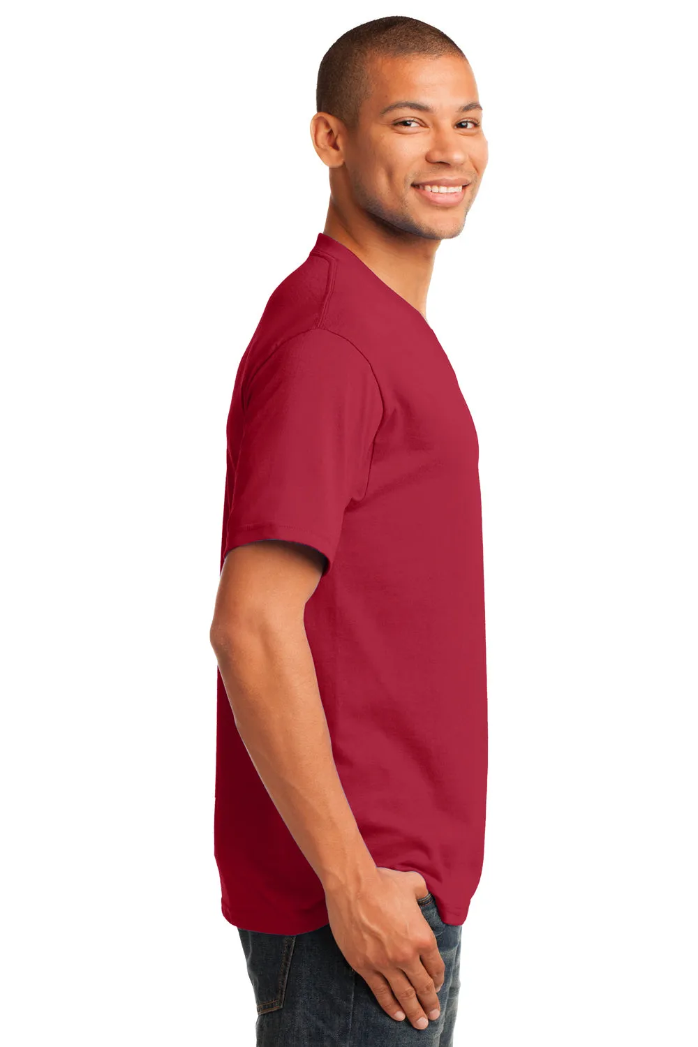 Port & Company Mens Core Short Sleeve V-Neck T-Shirt - Red