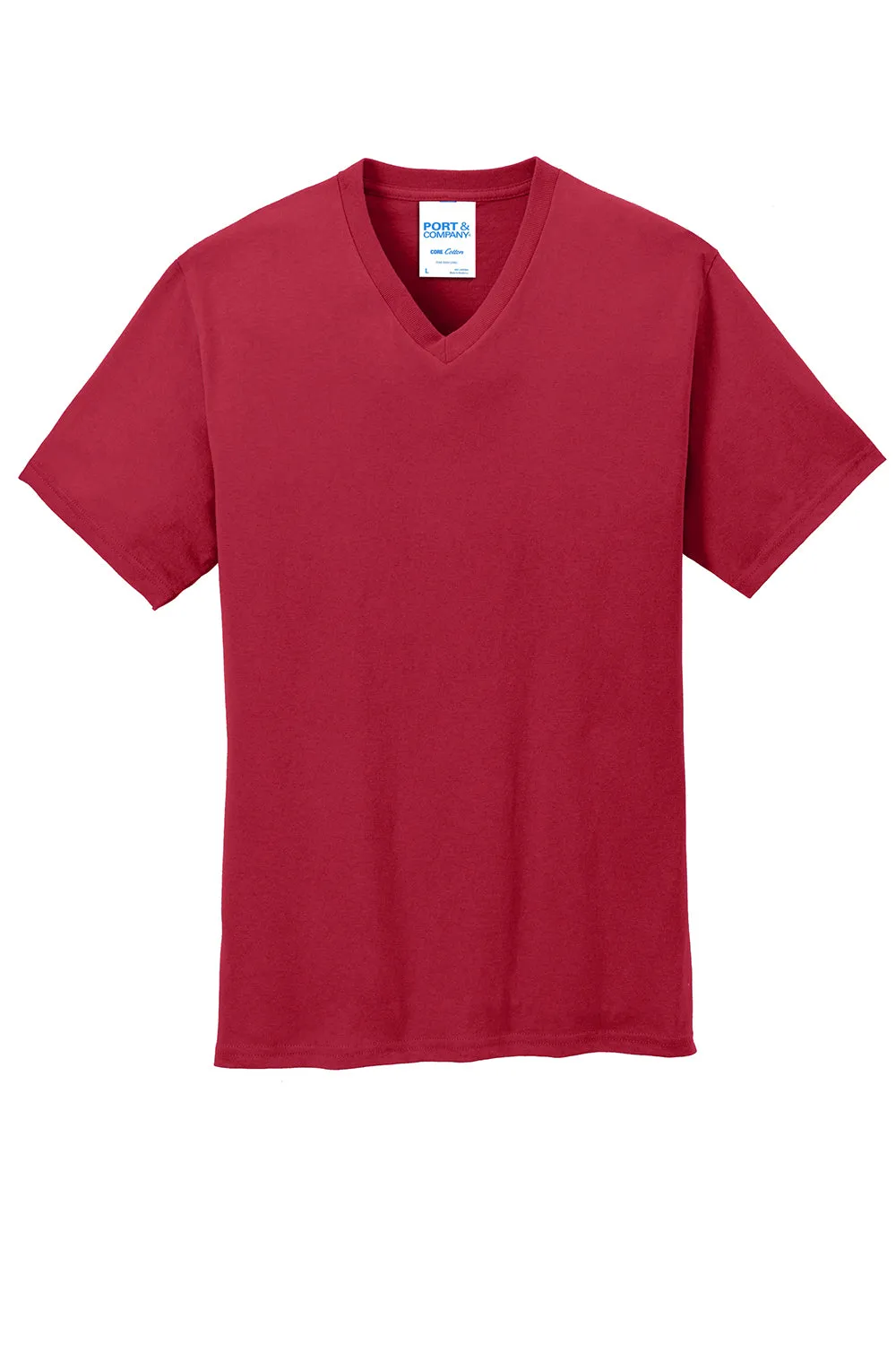 Port & Company Mens Core Short Sleeve V-Neck T-Shirt - Red
