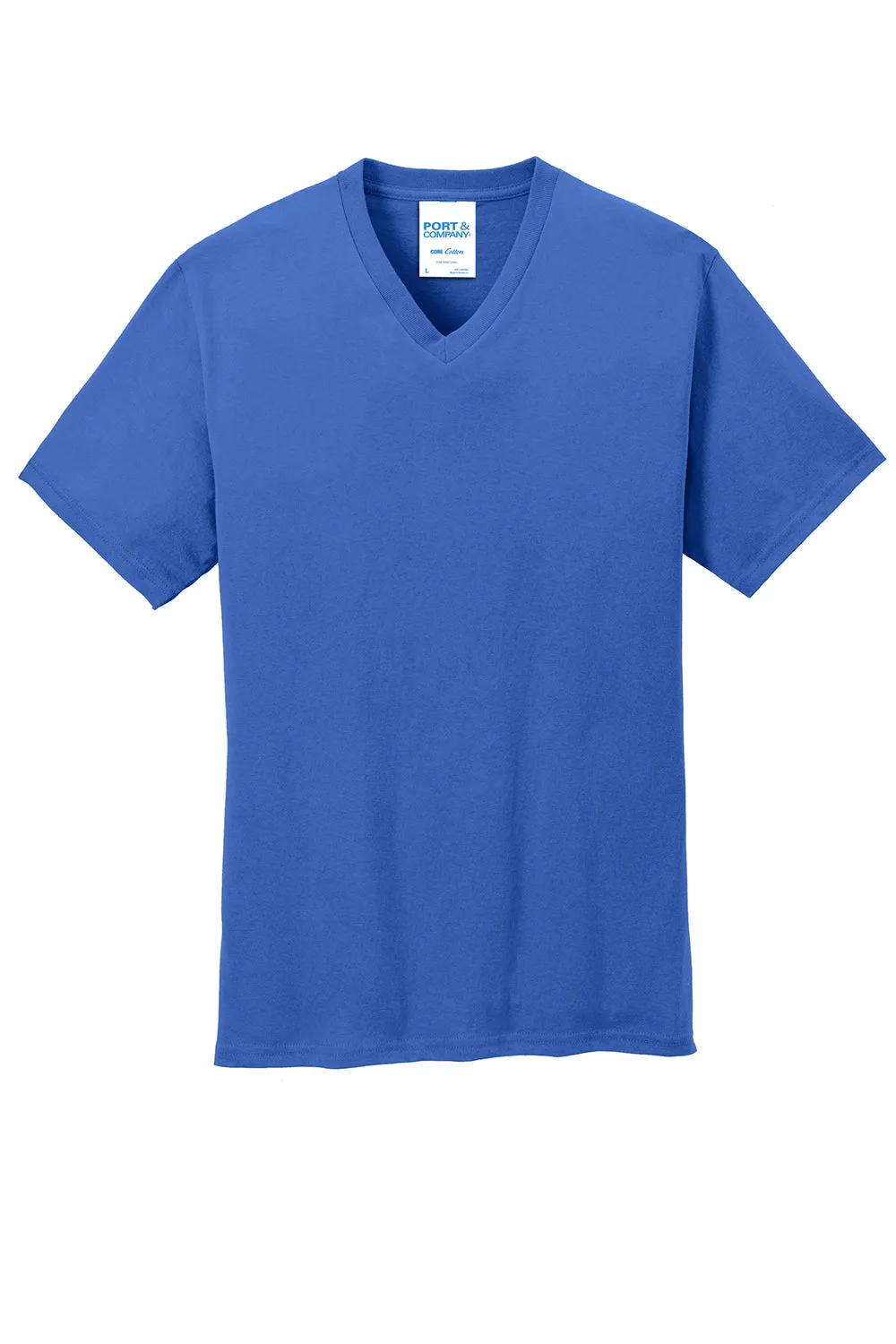 Port & Company Mens Core Short Sleeve V-Neck T-Shirt - Royal Blue