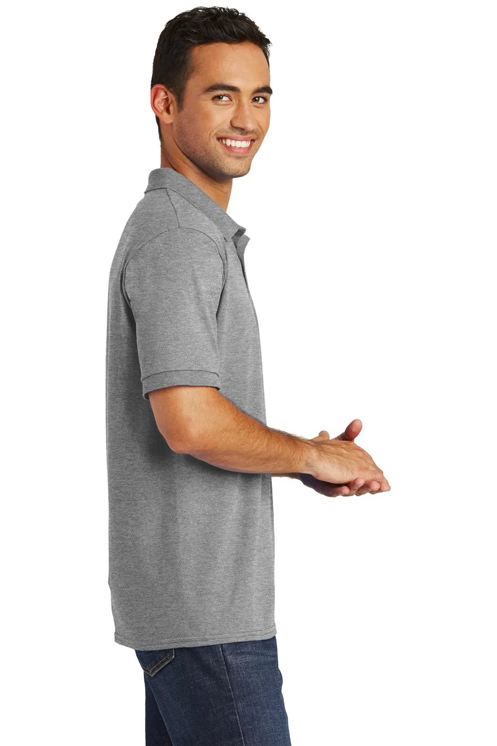 Port & Company Mens Core Stain Resistant Short Sleeve Polo Shirt - Heather Grey
