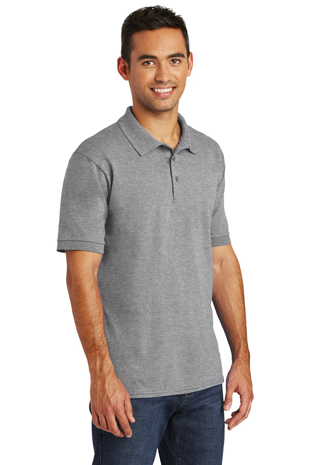 Port & Company Mens Core Stain Resistant Short Sleeve Polo Shirt - Heather Grey