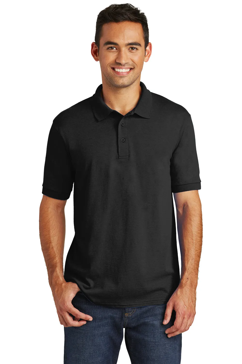 Port & Company Mens Core Stain Resistant Short Sleeve Polo Shirt - Jet Black