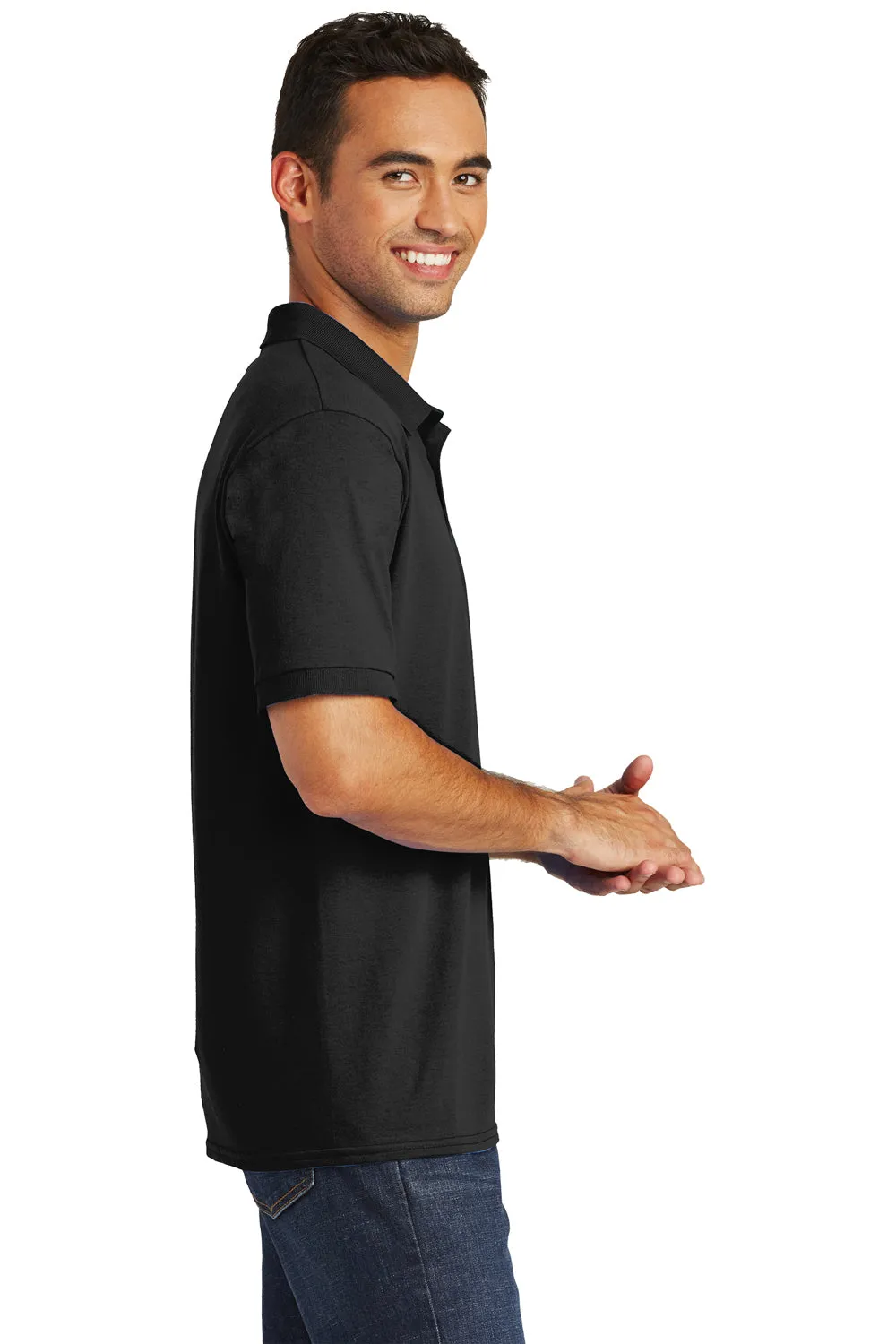 Port & Company Mens Core Stain Resistant Short Sleeve Polo Shirt - Jet Black