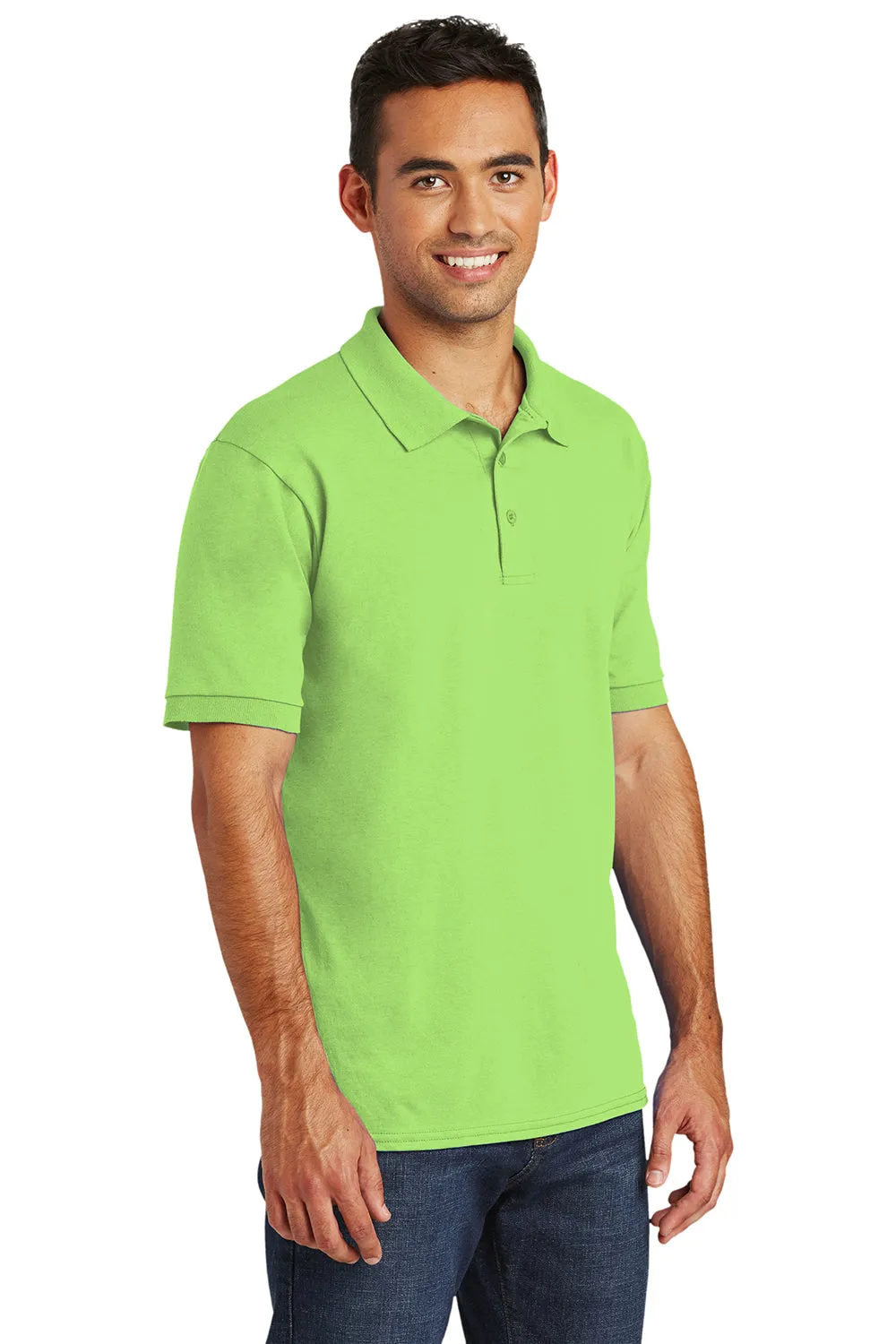 Port & Company Mens Core Stain Resistant Short Sleeve Polo Shirt - Lime Green