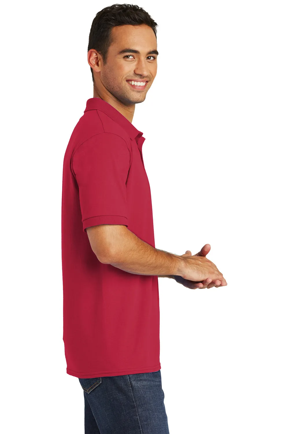 Port & Company Mens Core Stain Resistant Short Sleeve Polo Shirt - Red