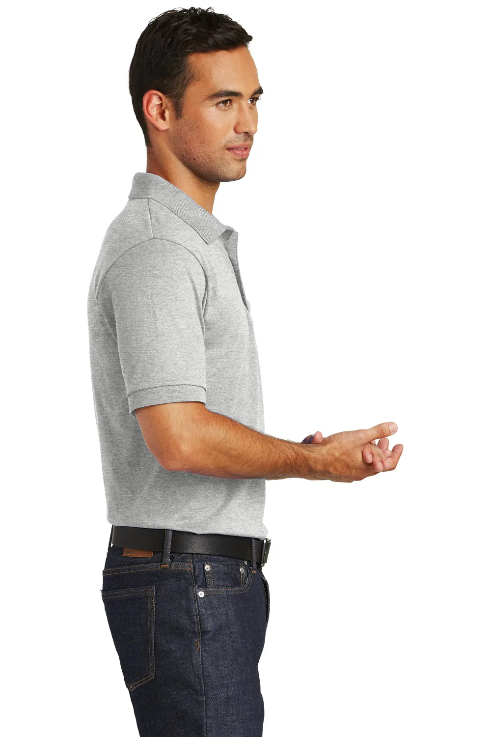 Port & Company Mens Core Stain Resistant Short Sleeve Polo Shirt w/ Pocket - Ash Grey - Closeout