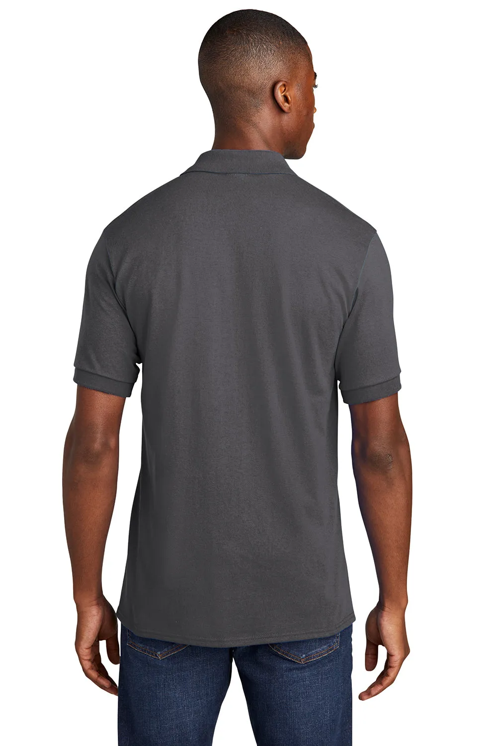 Port & Company Mens Core Stain Resistant Short Sleeve Polo Shirt w/ Pocket - Charcoal Grey