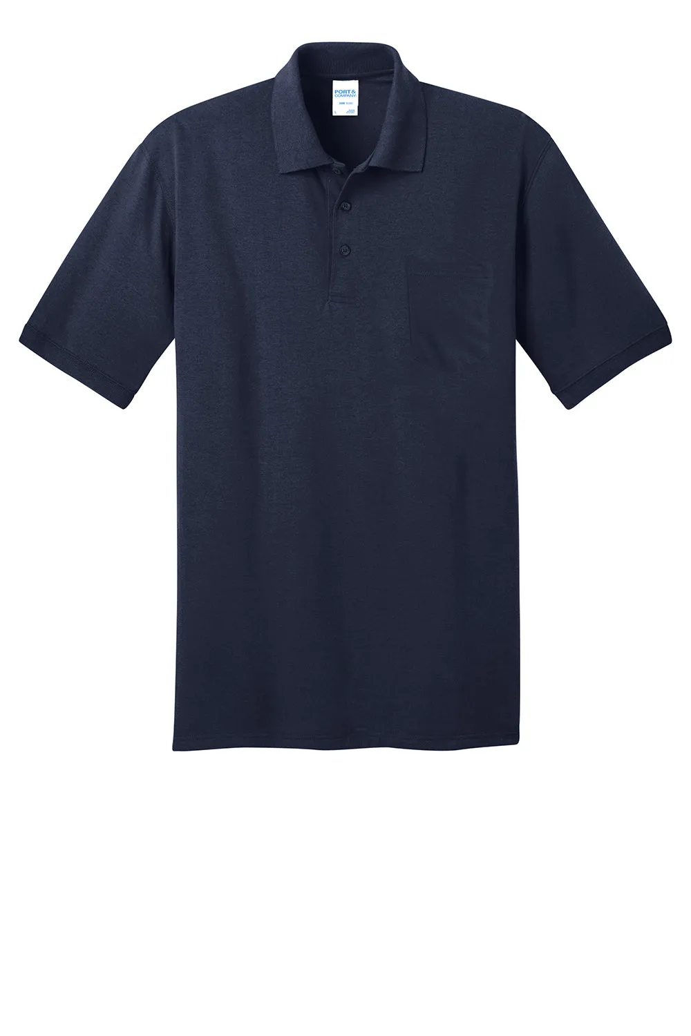 Port & Company Mens Core Stain Resistant Short Sleeve Polo Shirt w/ Pocket - Deep Navy Blue