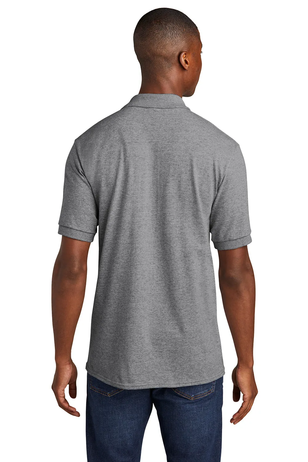 Port & Company Mens Core Stain Resistant Short Sleeve Polo Shirt w/ Pocket - Heather Grey