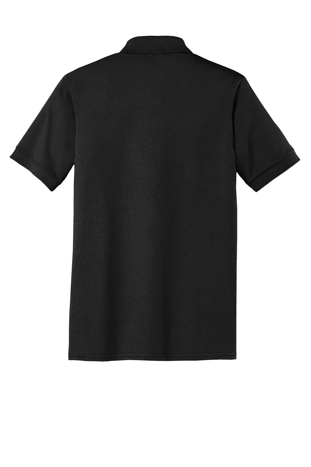 Port & Company Mens Core Stain Resistant Short Sleeve Polo Shirt w/ Pocket - Jet Black