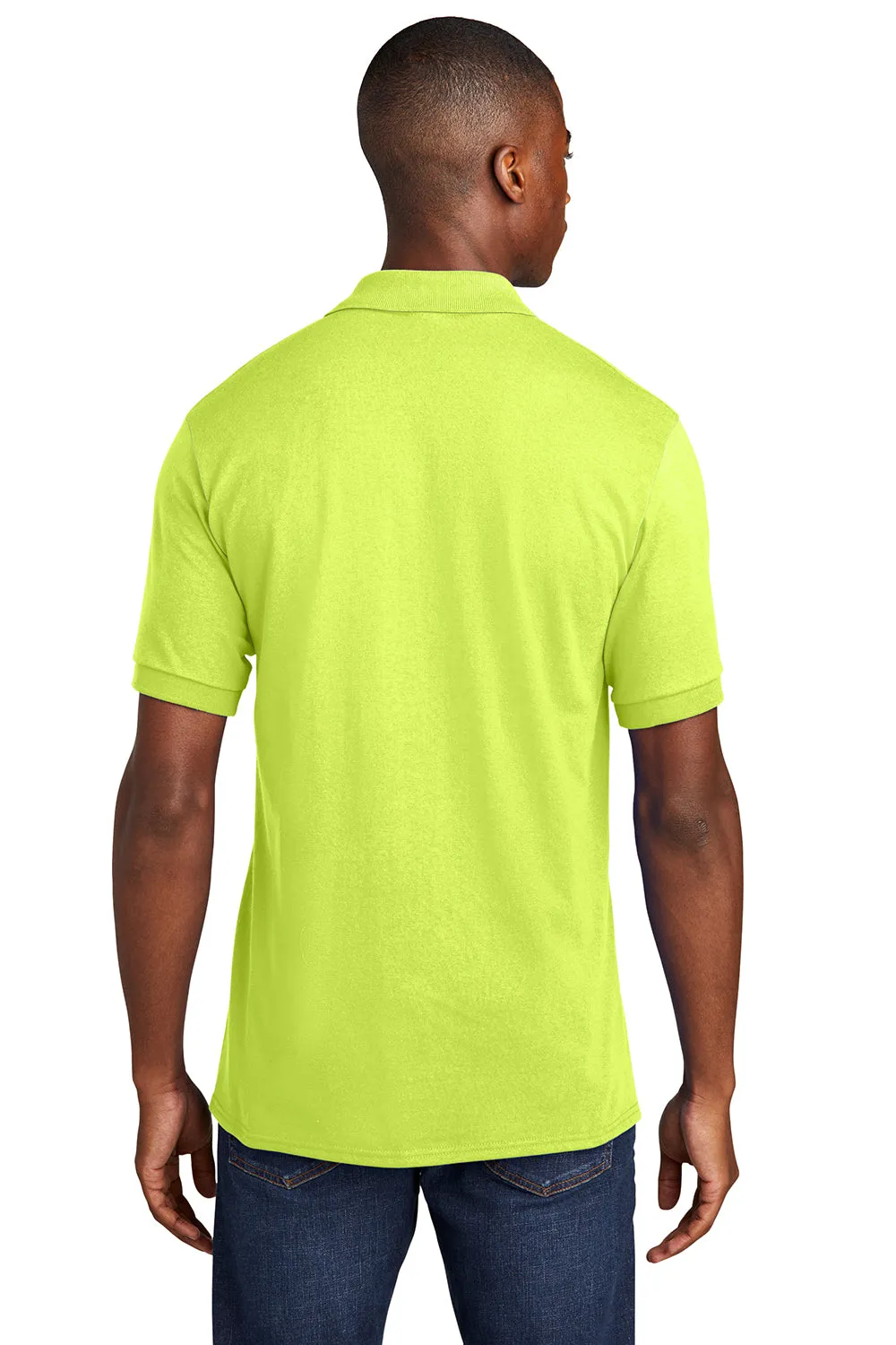Port & Company Mens Core Stain Resistant Short Sleeve Polo Shirt w/ Pocket - Safety Green