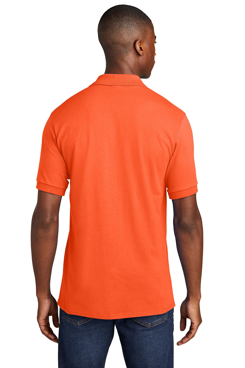 Port & Company Mens Core Stain Resistant Short Sleeve Polo Shirt w/ Pocket - Safety Orange