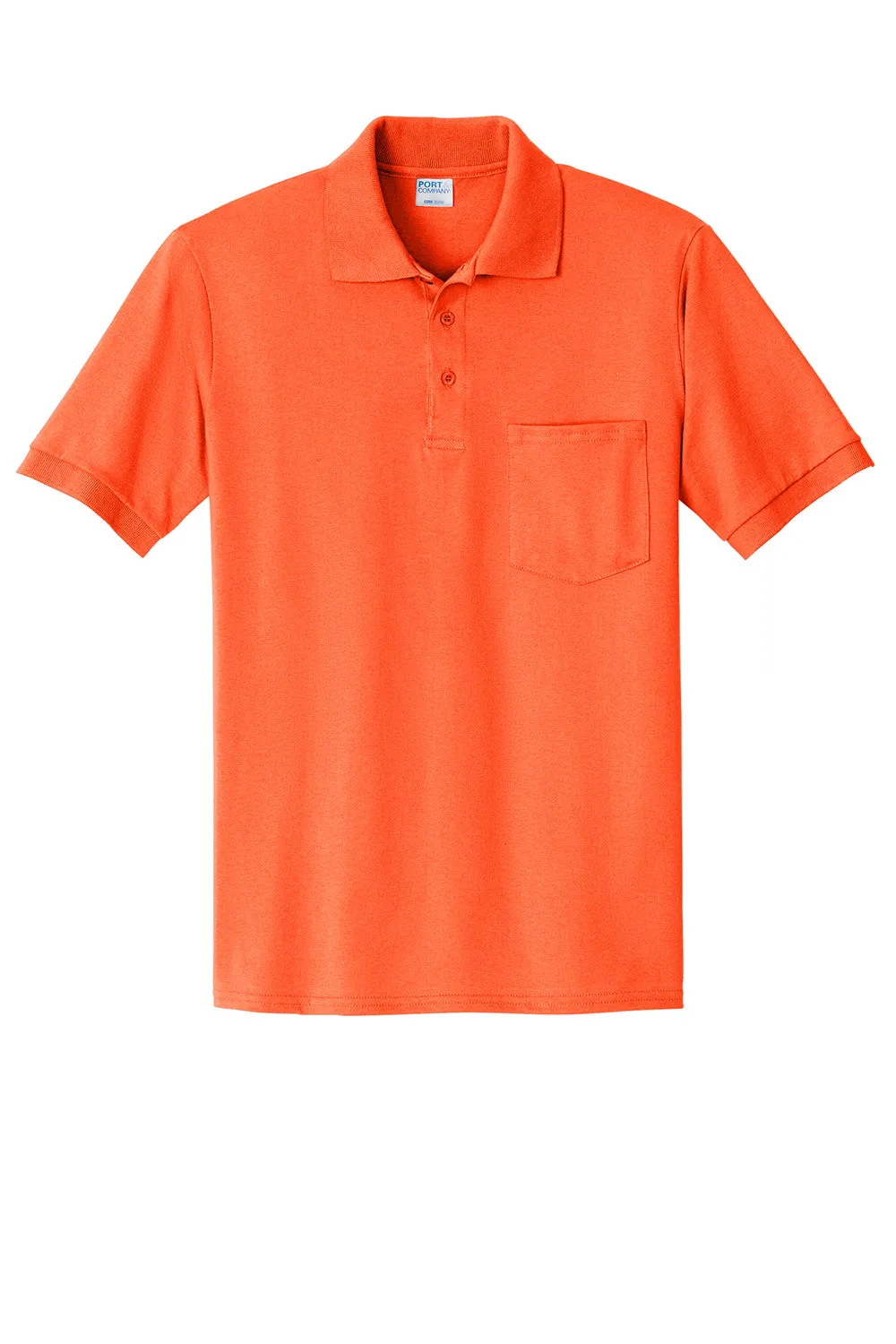 Port & Company Mens Core Stain Resistant Short Sleeve Polo Shirt w/ Pocket - Safety Orange