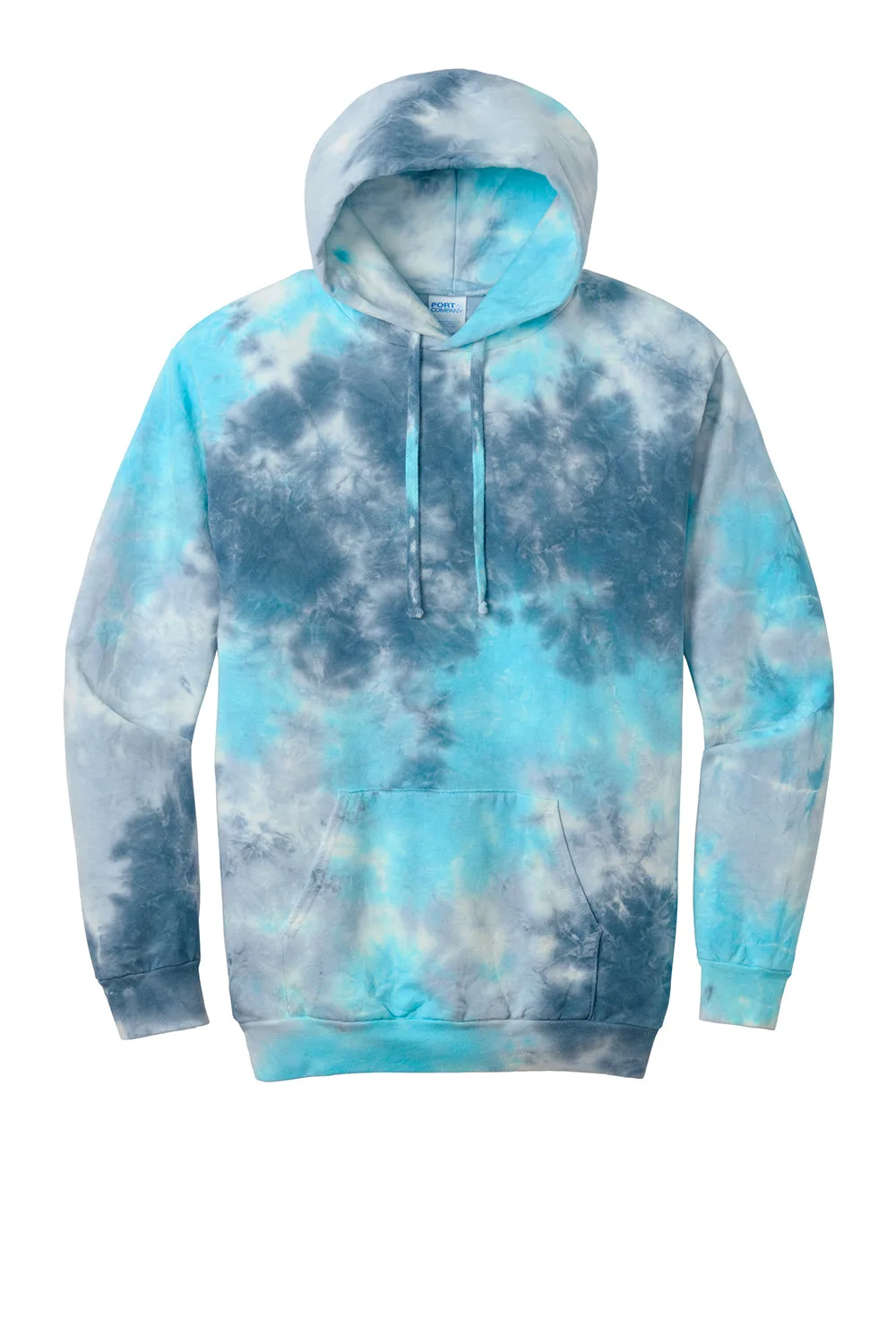Port & Company Mens Crystal Tie-Dye Hooded Sweatshirt Hoodie w/ Pouch Pocket - Lagoon