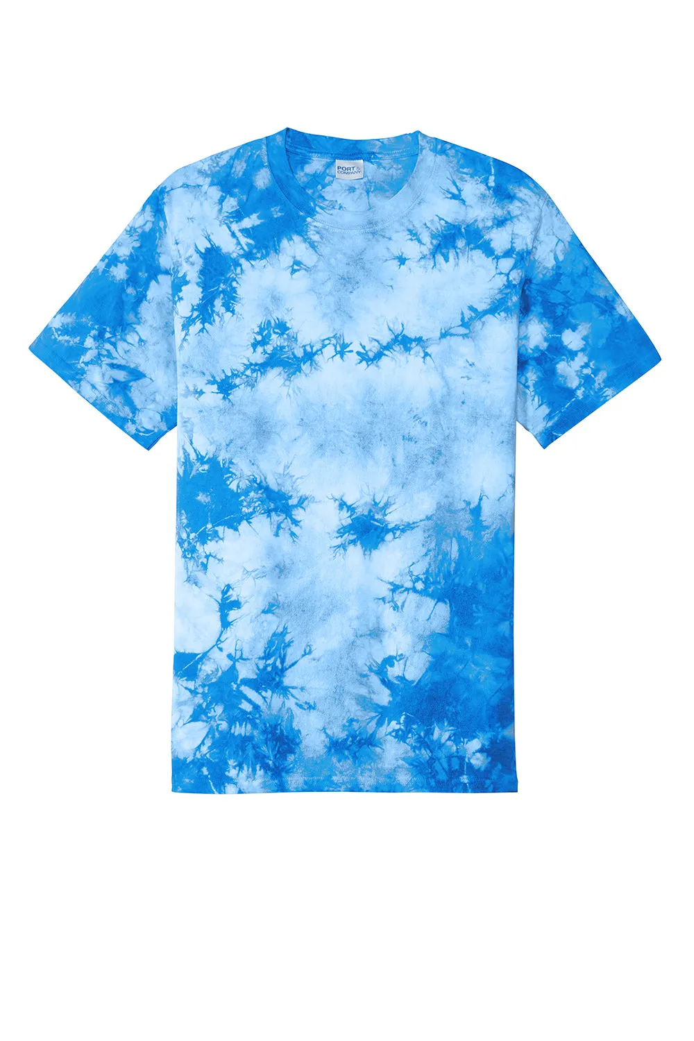 Port & Company Mens Crystal Tie-Dye Short Sleeve Crewneck T-Shirt - Sky Blue