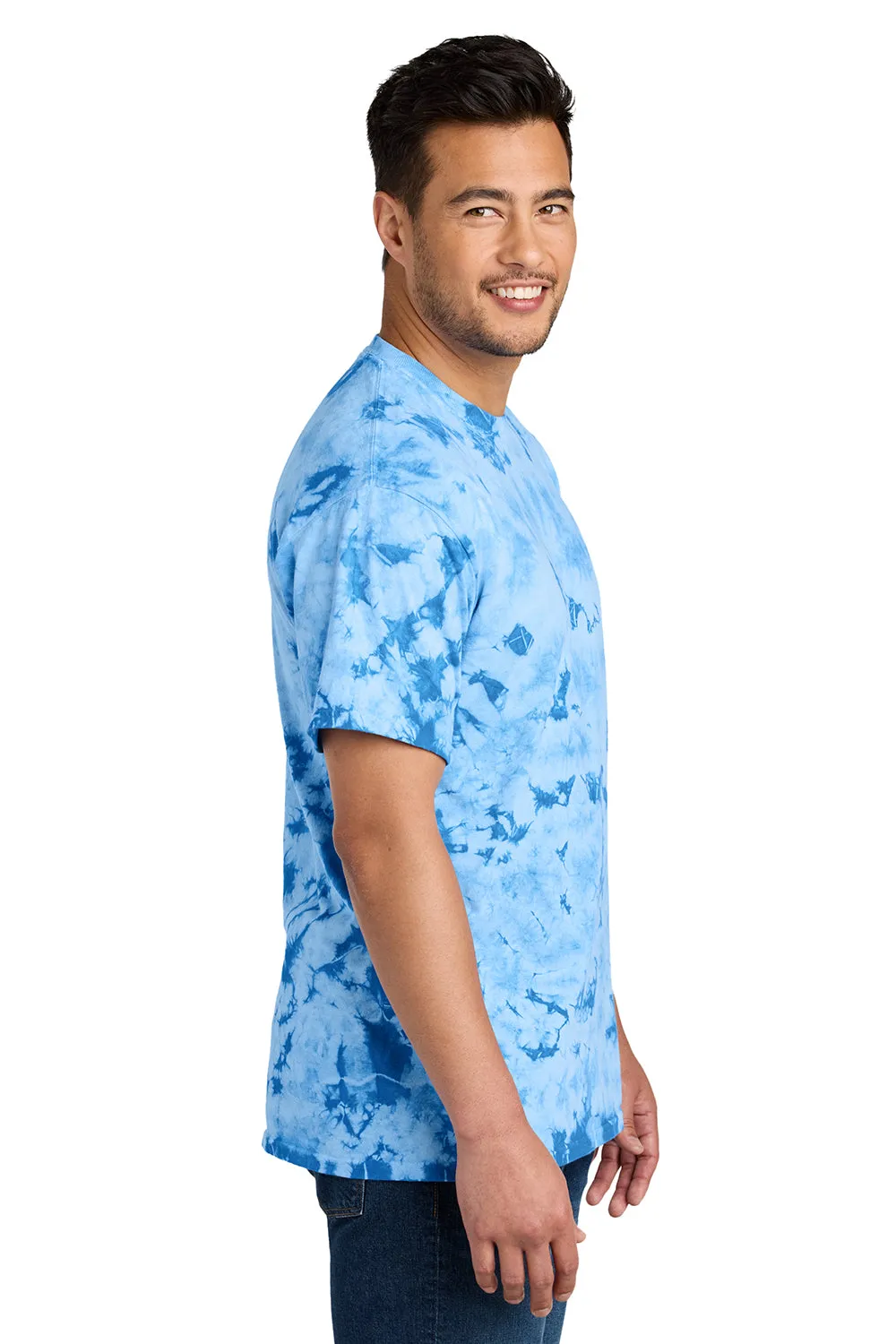 Port & Company Mens Crystal Tie-Dye Short Sleeve Crewneck T-Shirt - Sky Blue