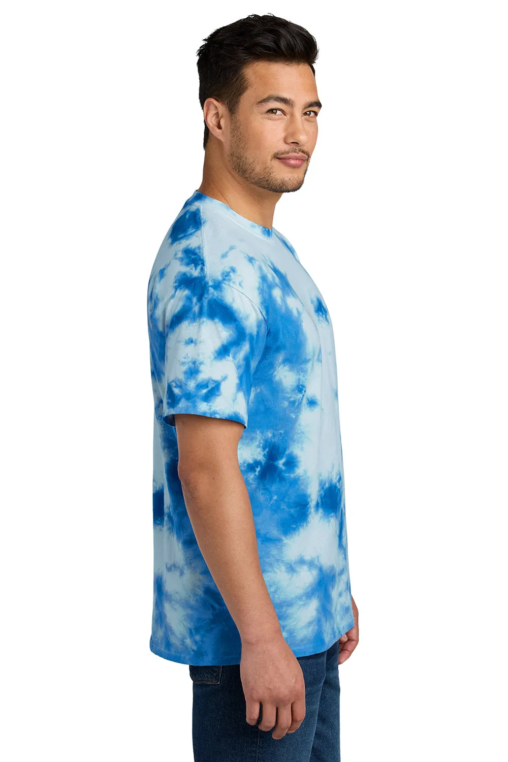Port & Company Mens Crystal Tie-Dye Short Sleeve Crewneck T-Shirt - True Royal Blue