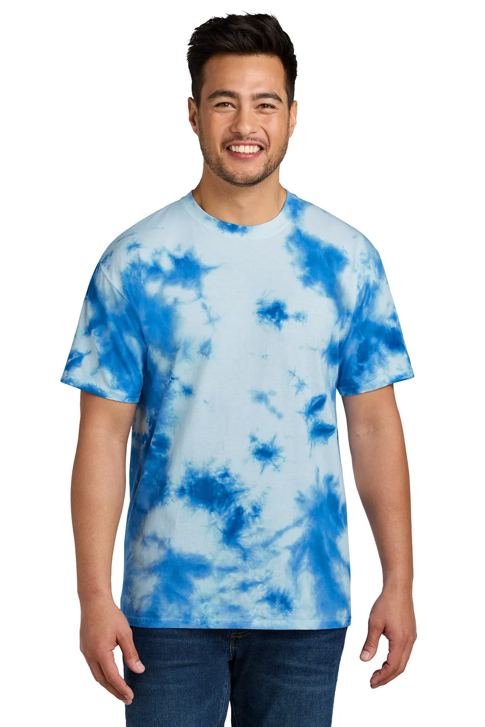 Port & Company Mens Crystal Tie-Dye Short Sleeve Crewneck T-Shirt - True Royal Blue