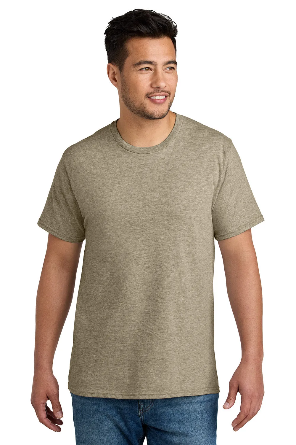 Port & Company Mens CVC Short Sleeve Crewneck T-Shirt - Heather Desert Tan