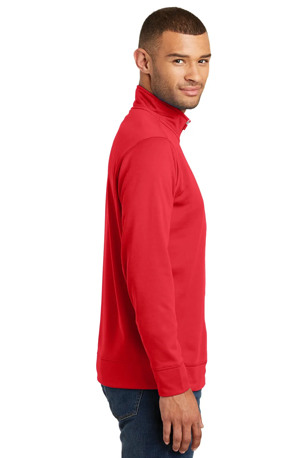 Port & Company Mens Dry Zone Performance Moisture Wicking Fleece 1/4 Zip Sweatshirt - Red