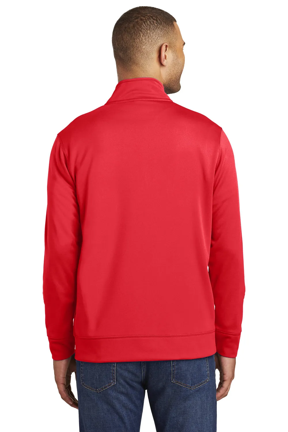 Port & Company Mens Dry Zone Performance Moisture Wicking Fleece 1/4 Zip Sweatshirt - Red