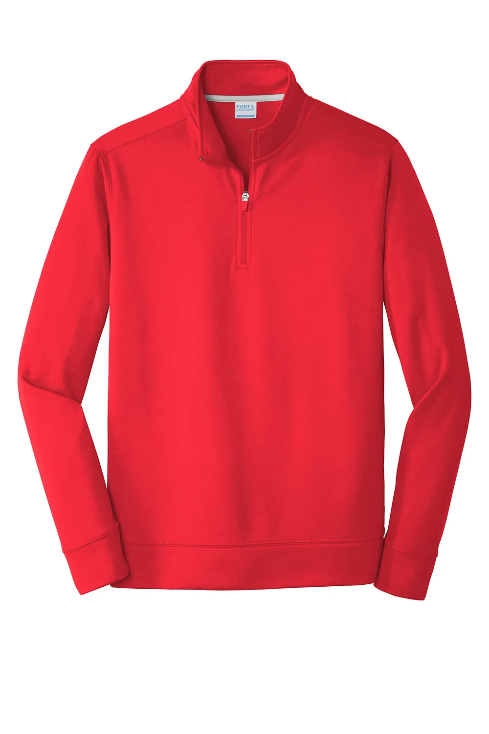 Port & Company Mens Dry Zone Performance Moisture Wicking Fleece 1/4 Zip Sweatshirt - Red