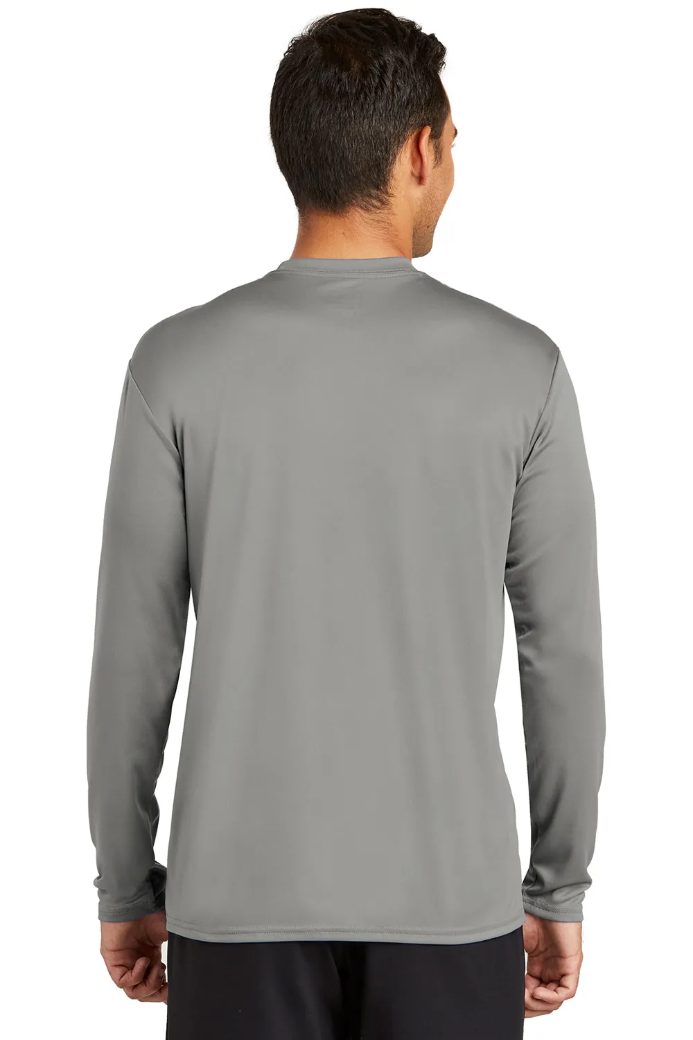 Port & Company Mens Dry Zone Performance Moisture Wicking Long Sleeve Crewneck T-Shirt - Concrete Grey