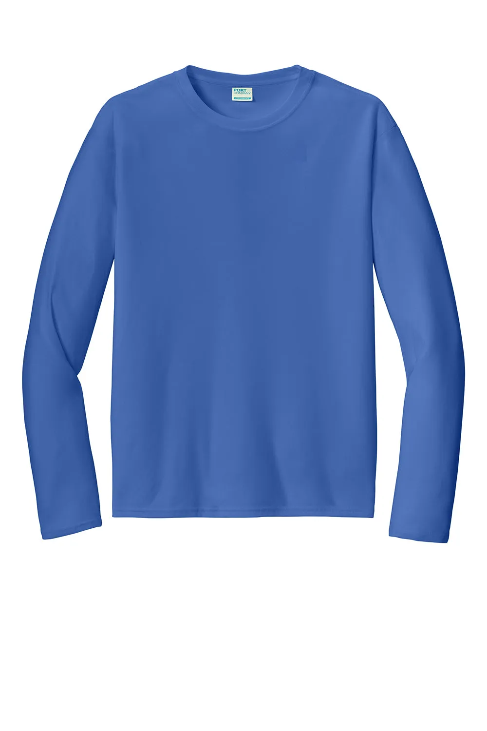 Port & Company Mens Dry Zone Performance Moisture Wicking Long Sleeve Crewneck T-Shirt - Royal Blue