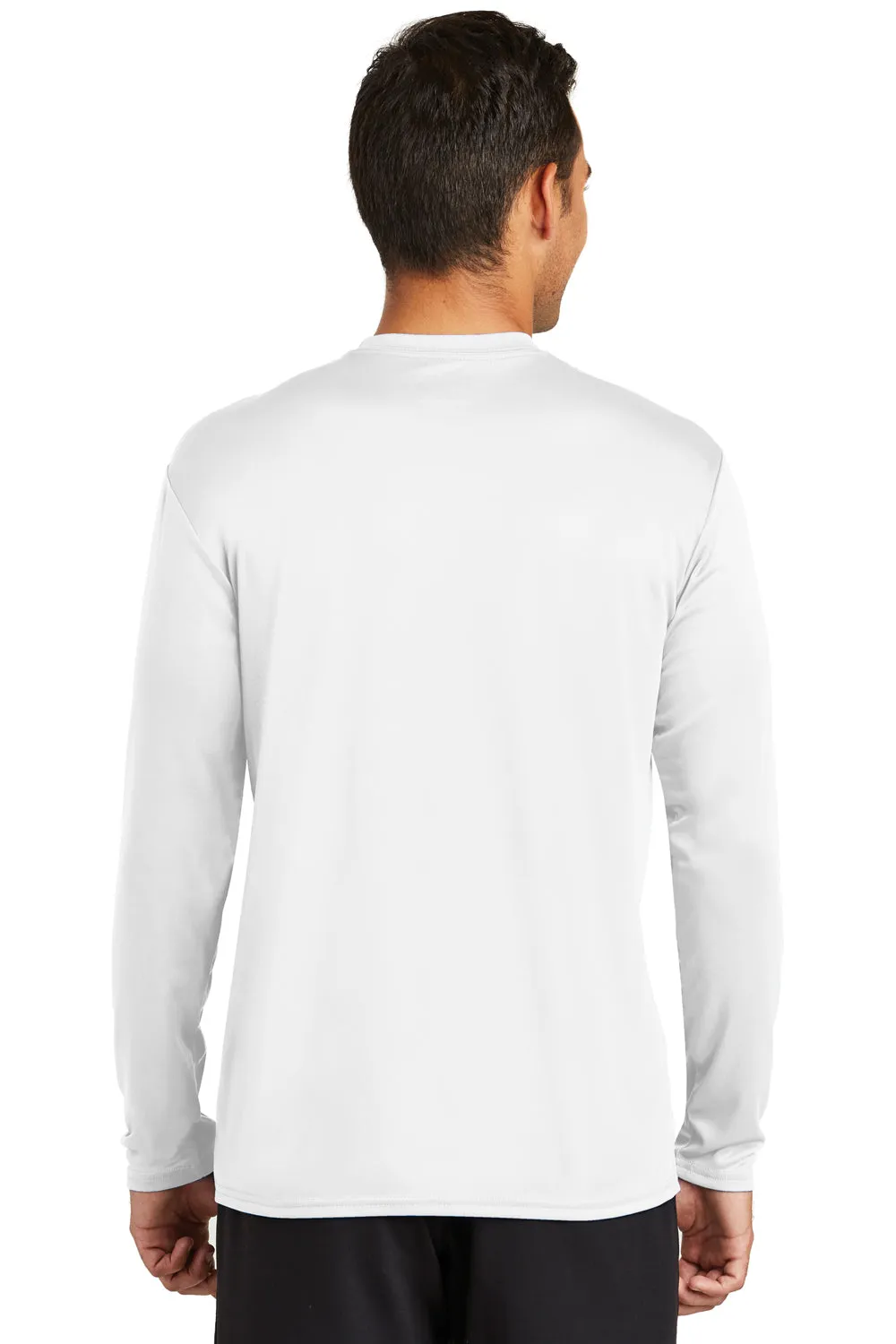 Port & Company Mens Dry Zone Performance Moisture Wicking Long Sleeve Crewneck T-Shirt - White