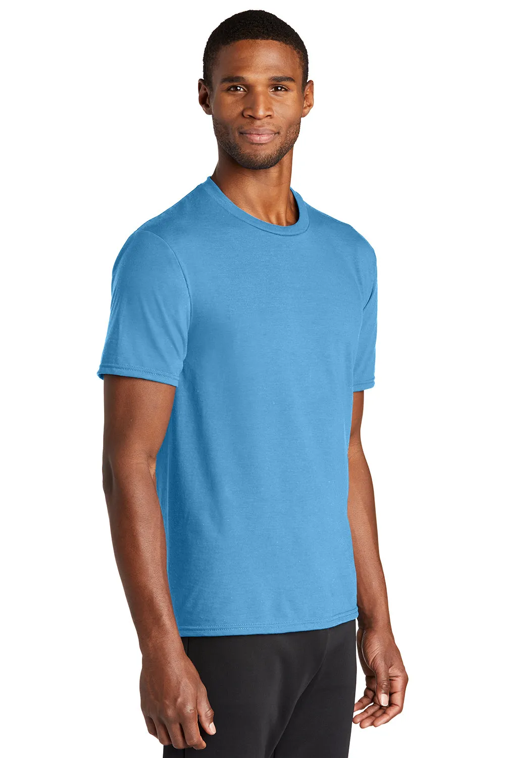 Port & Company Mens Dry Zone Performance Moisture Wicking Short Sleeve Crewneck T-Shirt - Aquatic Blue