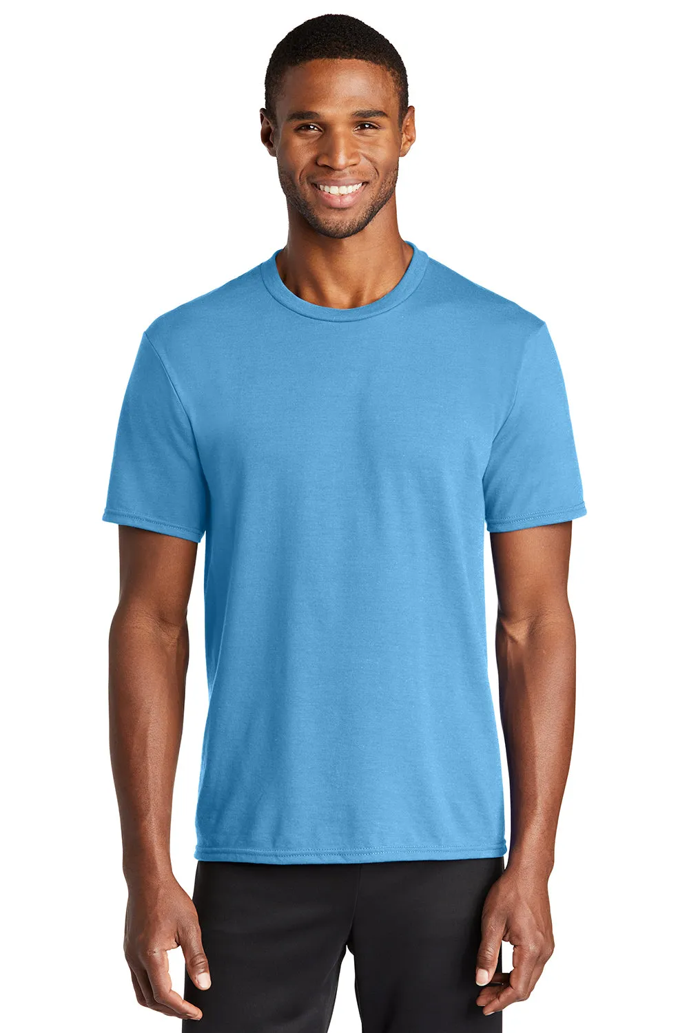 Port & Company Mens Dry Zone Performance Moisture Wicking Short Sleeve Crewneck T-Shirt - Aquatic Blue