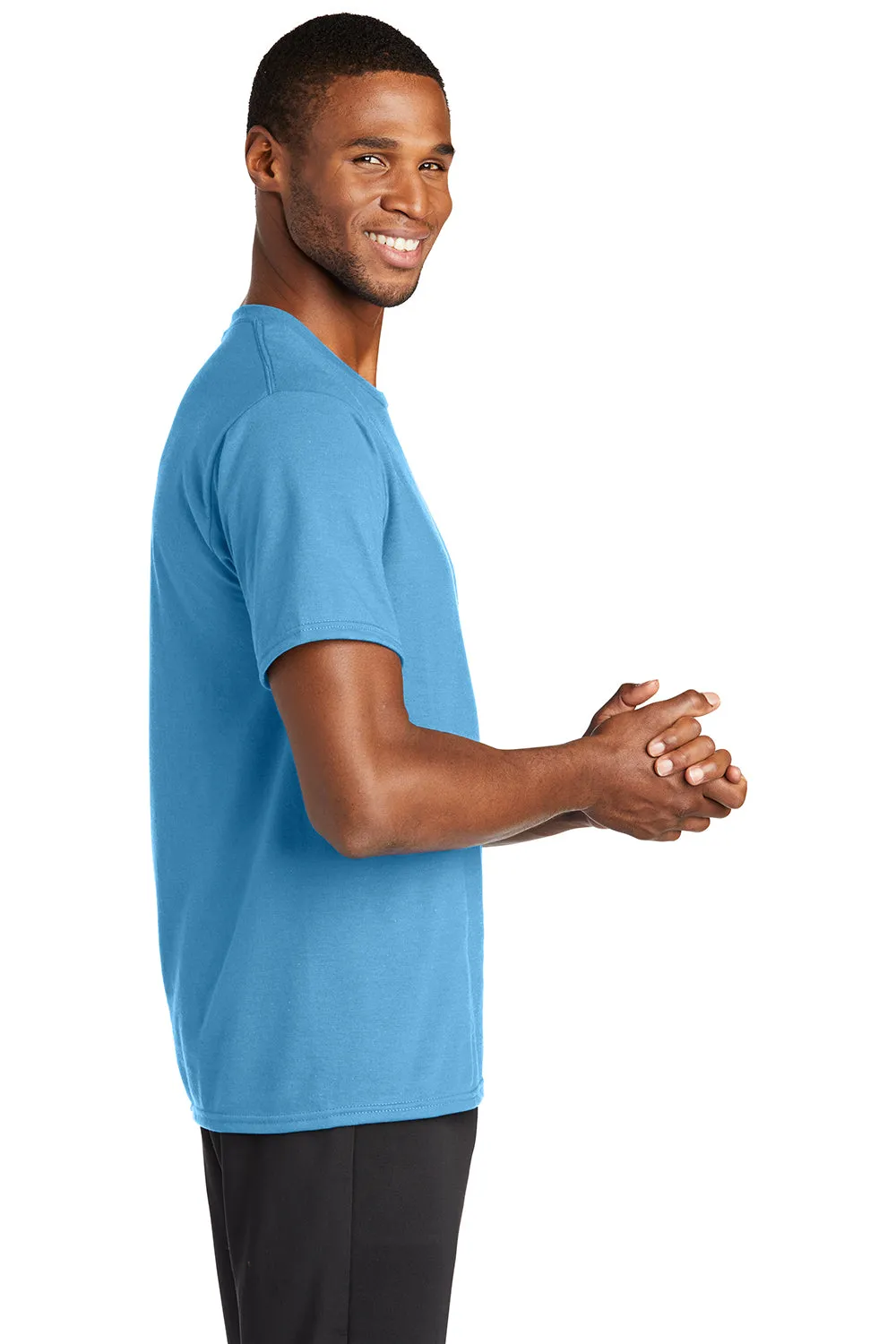 Port & Company Mens Dry Zone Performance Moisture Wicking Short Sleeve Crewneck T-Shirt - Aquatic Blue