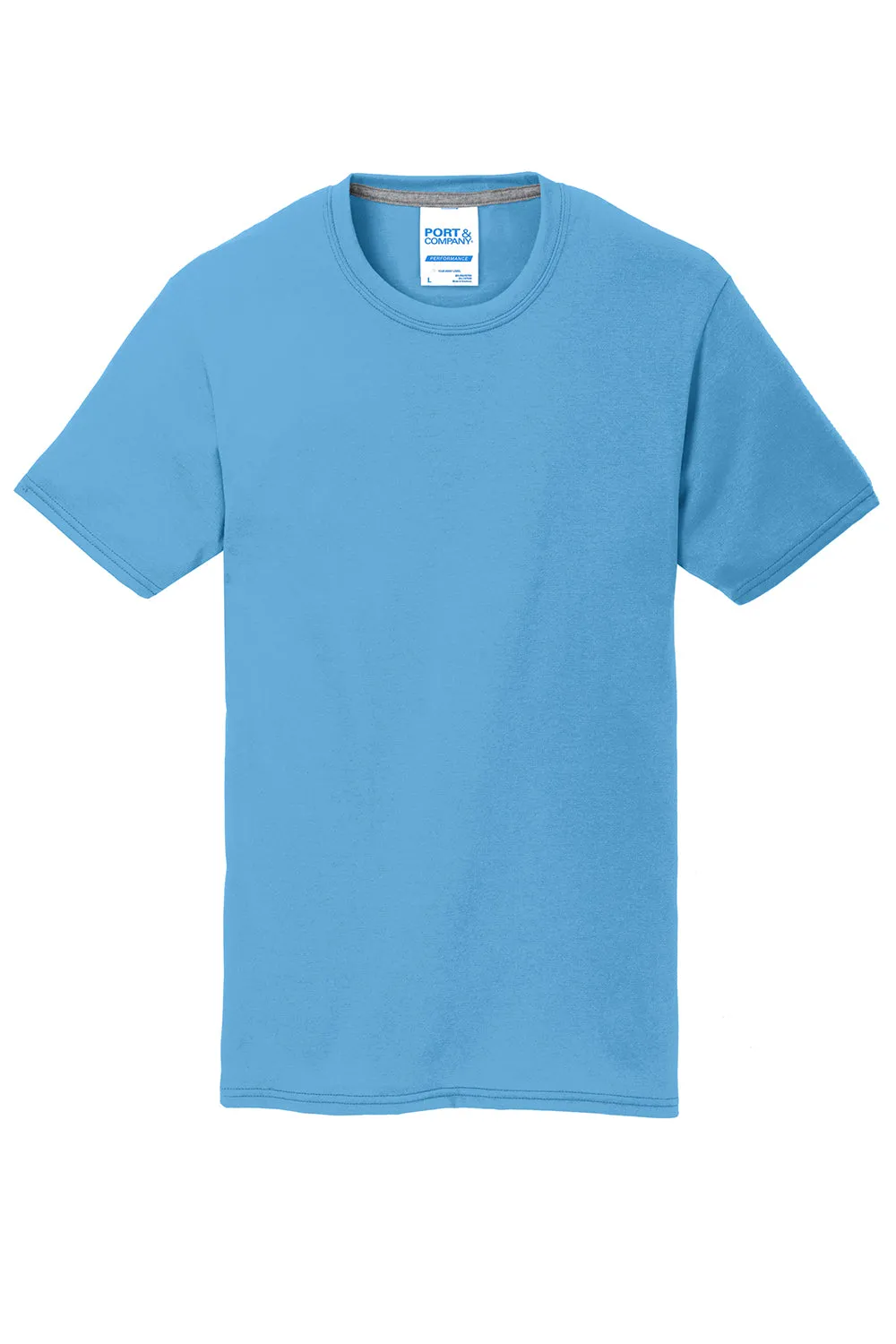 Port & Company Mens Dry Zone Performance Moisture Wicking Short Sleeve Crewneck T-Shirt - Aquatic Blue