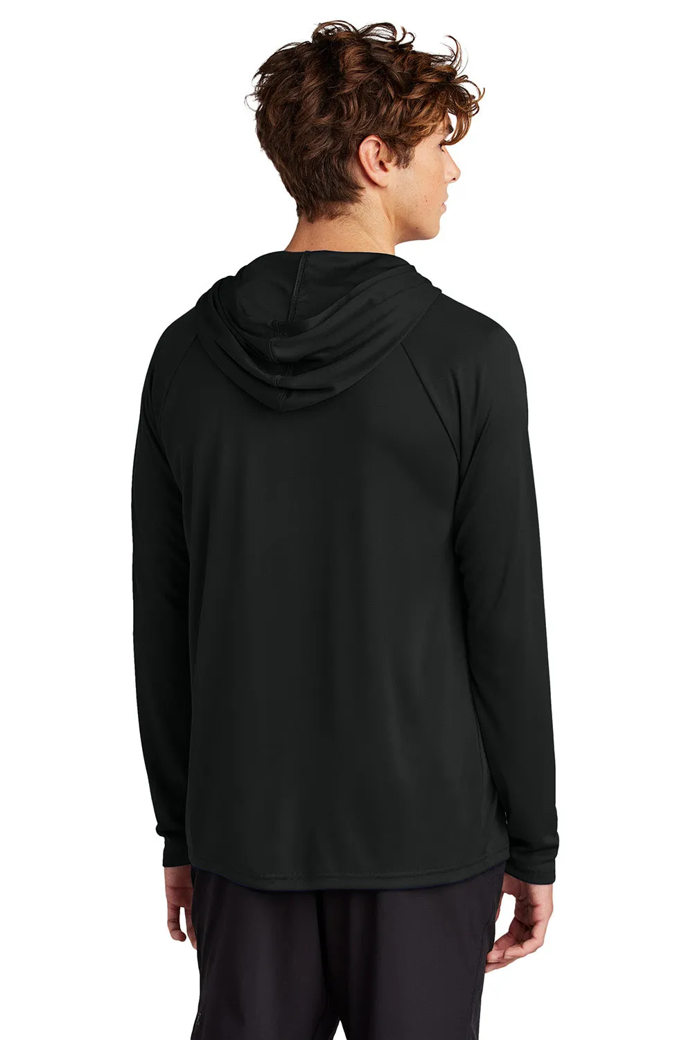 Port & Company Mens DryZone Performance Moisture Wicking Long Sleeve Hooded T-Shirt Hoodie - Jet Black