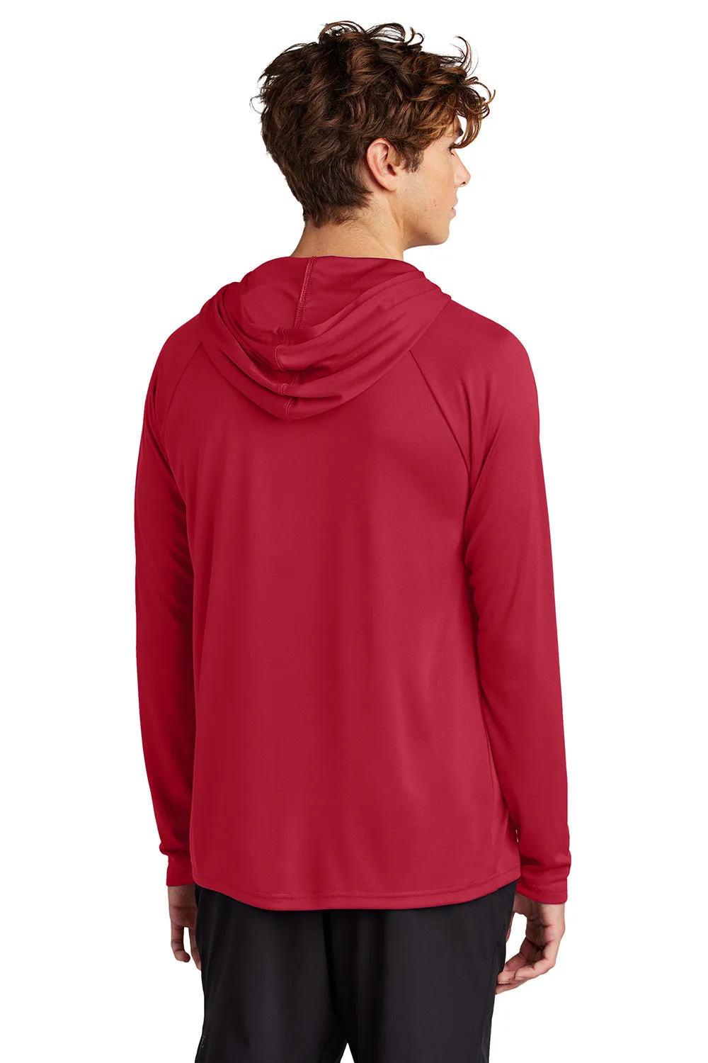 Port & Company Mens DryZone Performance Moisture Wicking Long Sleeve Hooded T-Shirt Hoodie - Red