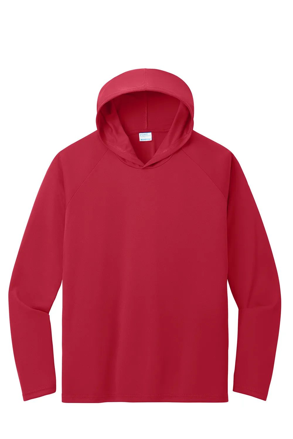Port & Company Mens DryZone Performance Moisture Wicking Long Sleeve Hooded T-Shirt Hoodie - Red
