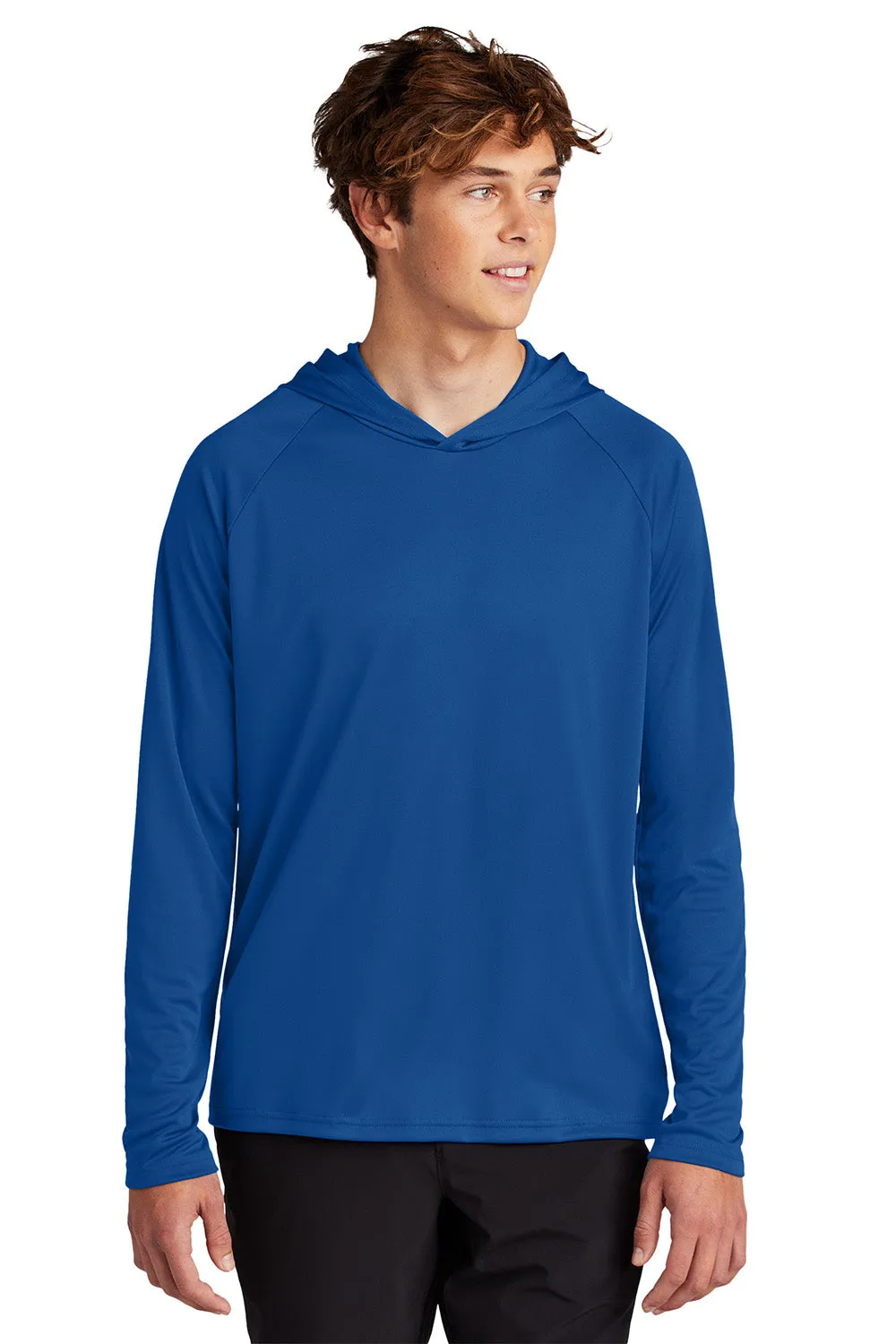 Port & Company Mens DryZone Performance Moisture Wicking Long Sleeve Hooded T-Shirt Hoodie - True Royal Blue