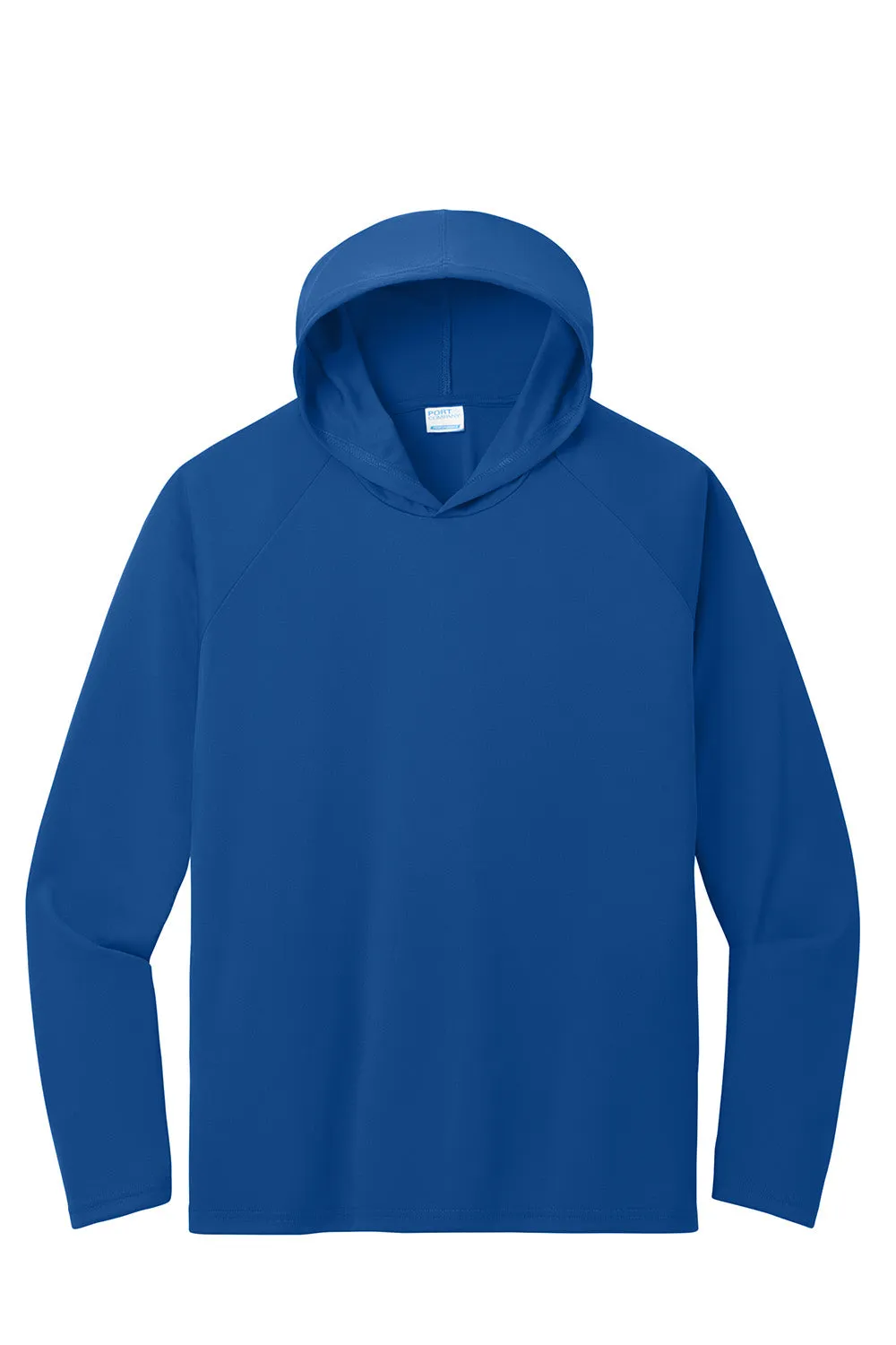 Port & Company Mens DryZone Performance Moisture Wicking Long Sleeve Hooded T-Shirt Hoodie - True Royal Blue